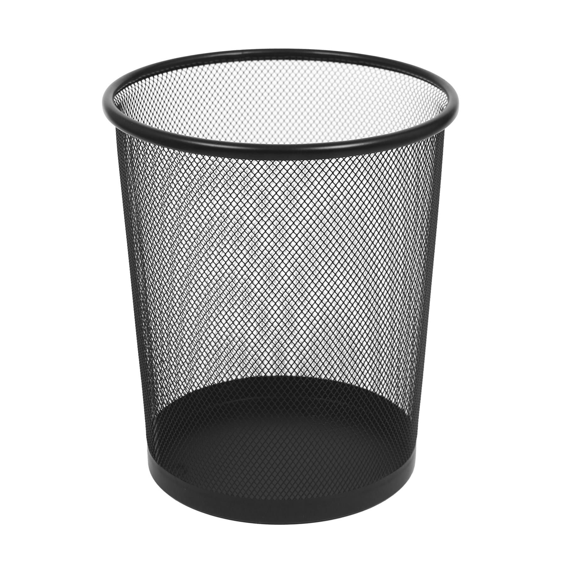 Round Metal Waste Paper Bin - Black