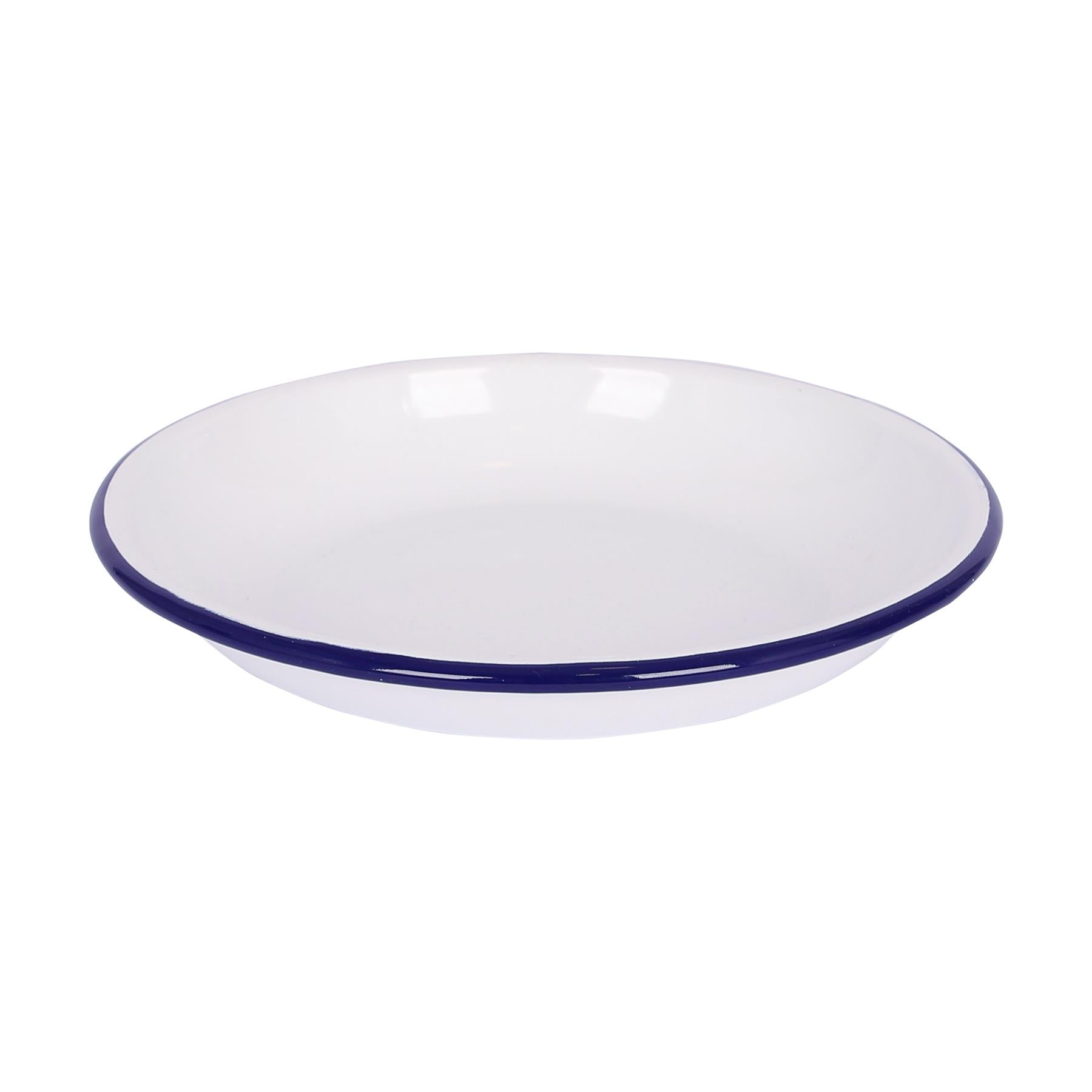 White Enamel Pasta Bowl - 20cm - Blue