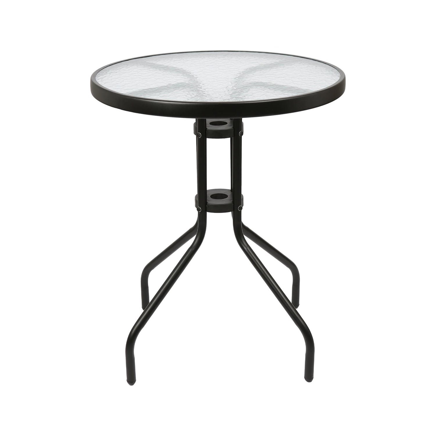 Sussex Round Glass Top Garden Dining Table - 60cm x 70cm - Black