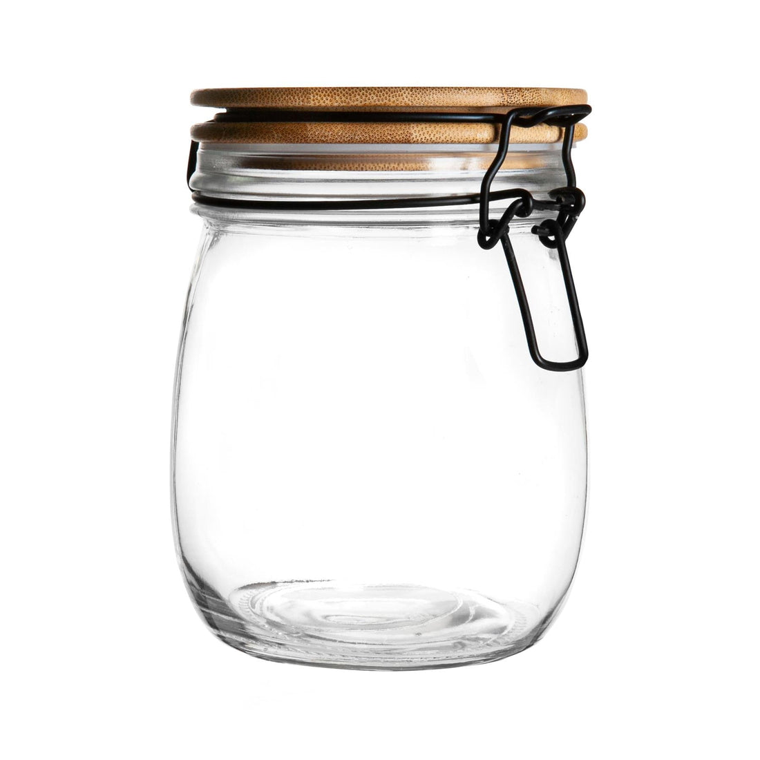 Argon Tableware Airtight Storage Jar with Wooden Lid - Black Seal - 750ml