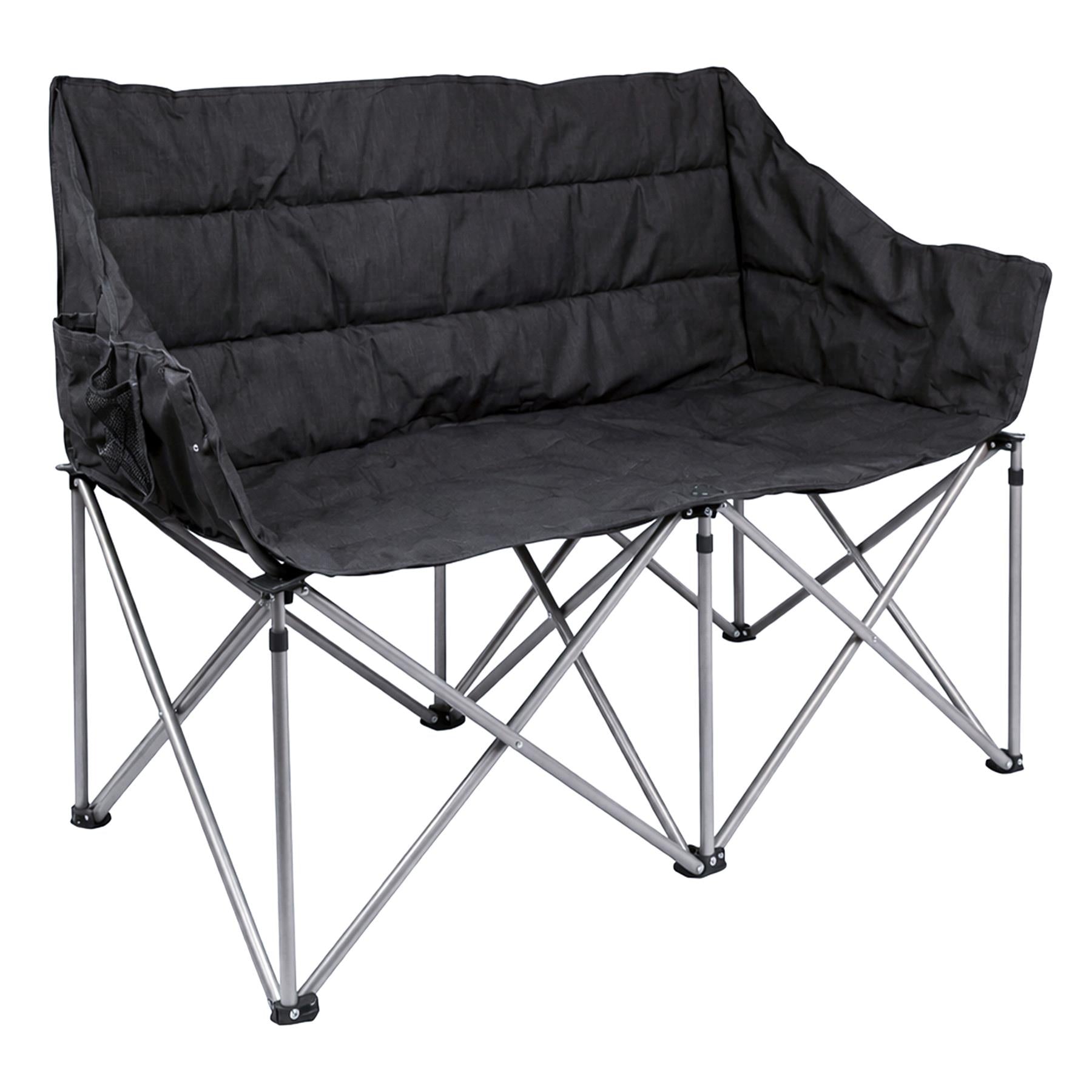 Padded Folding Double Camping Chair - Black