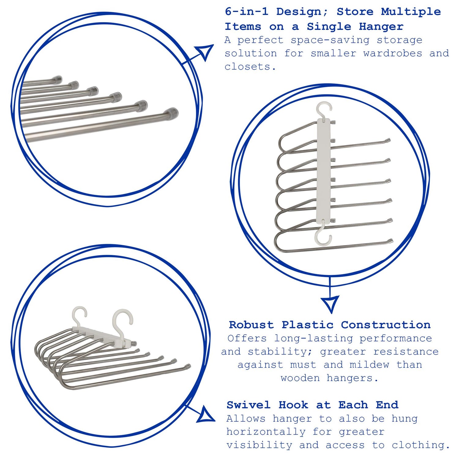 6-in-1 Space-Saving Trouser Hanger - White