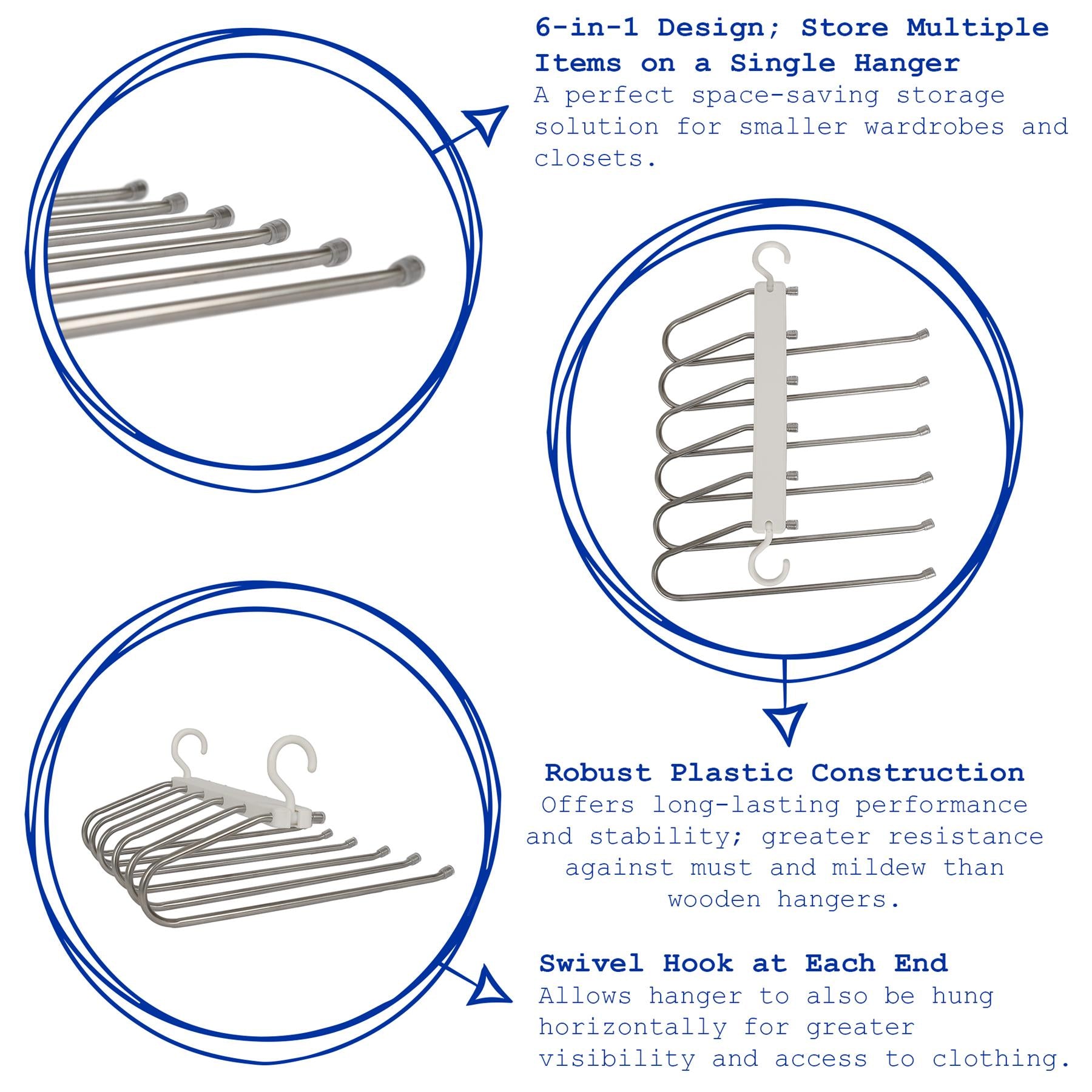 6-in-1 Space-Saving Trouser Hanger - White