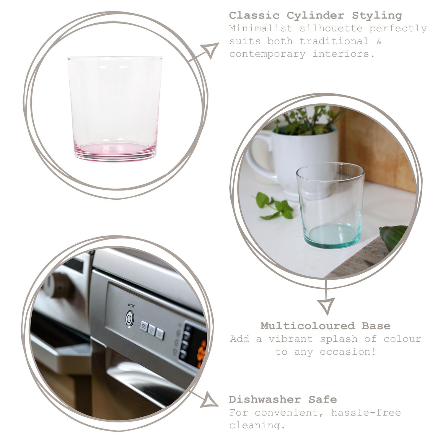 345ml Colour Base Bodega Glass Tumbler