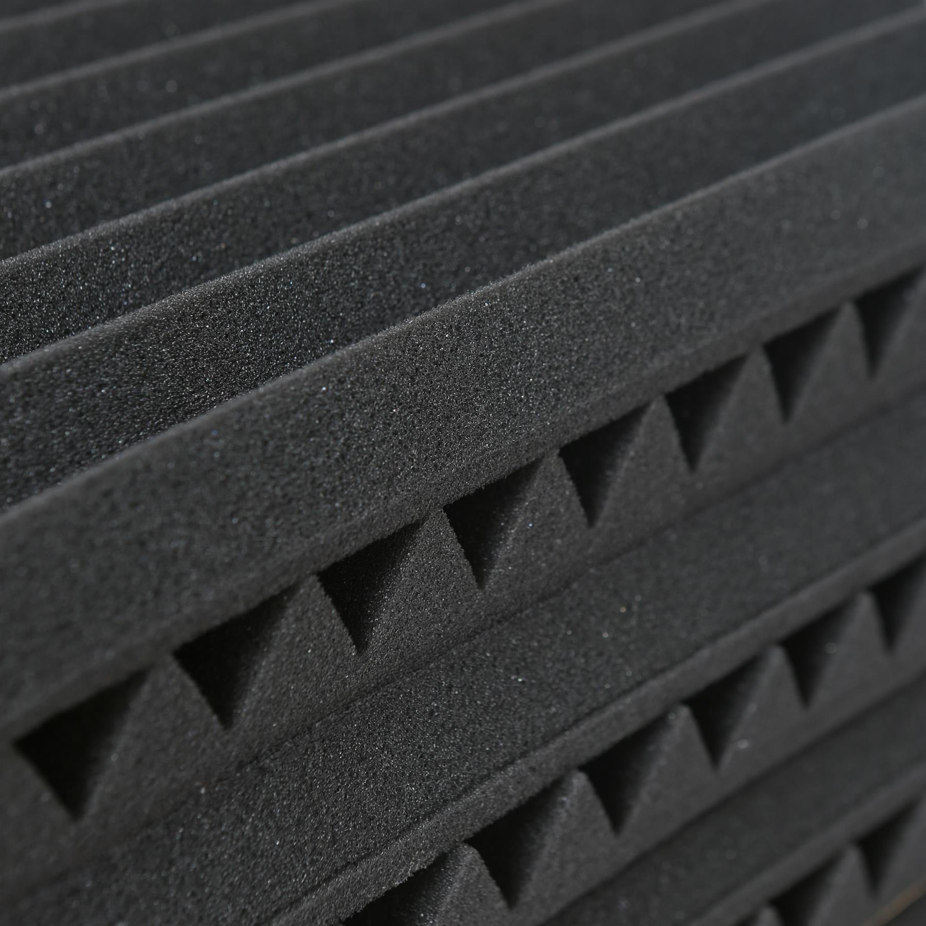 Square Foam Acoustic Panels - 2.5 x 30 x 30cm - Black - Pack of 12