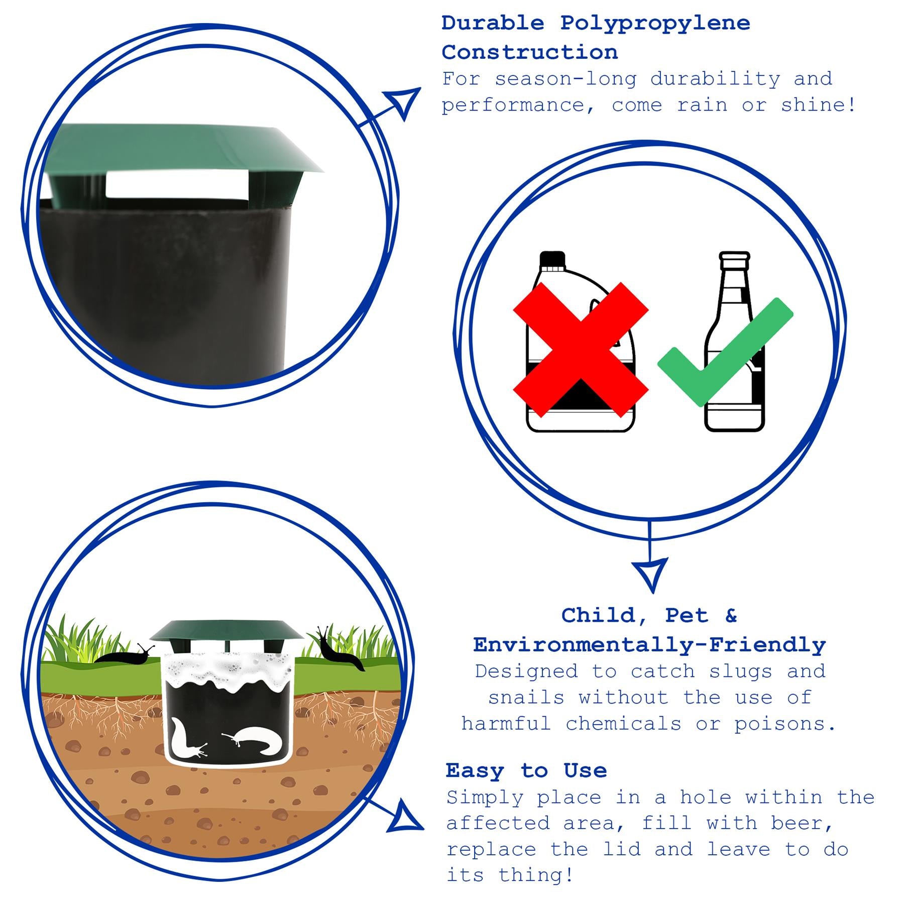 Slug & Snail Beer Trap - 11.5cm x 10cm - Green/Black