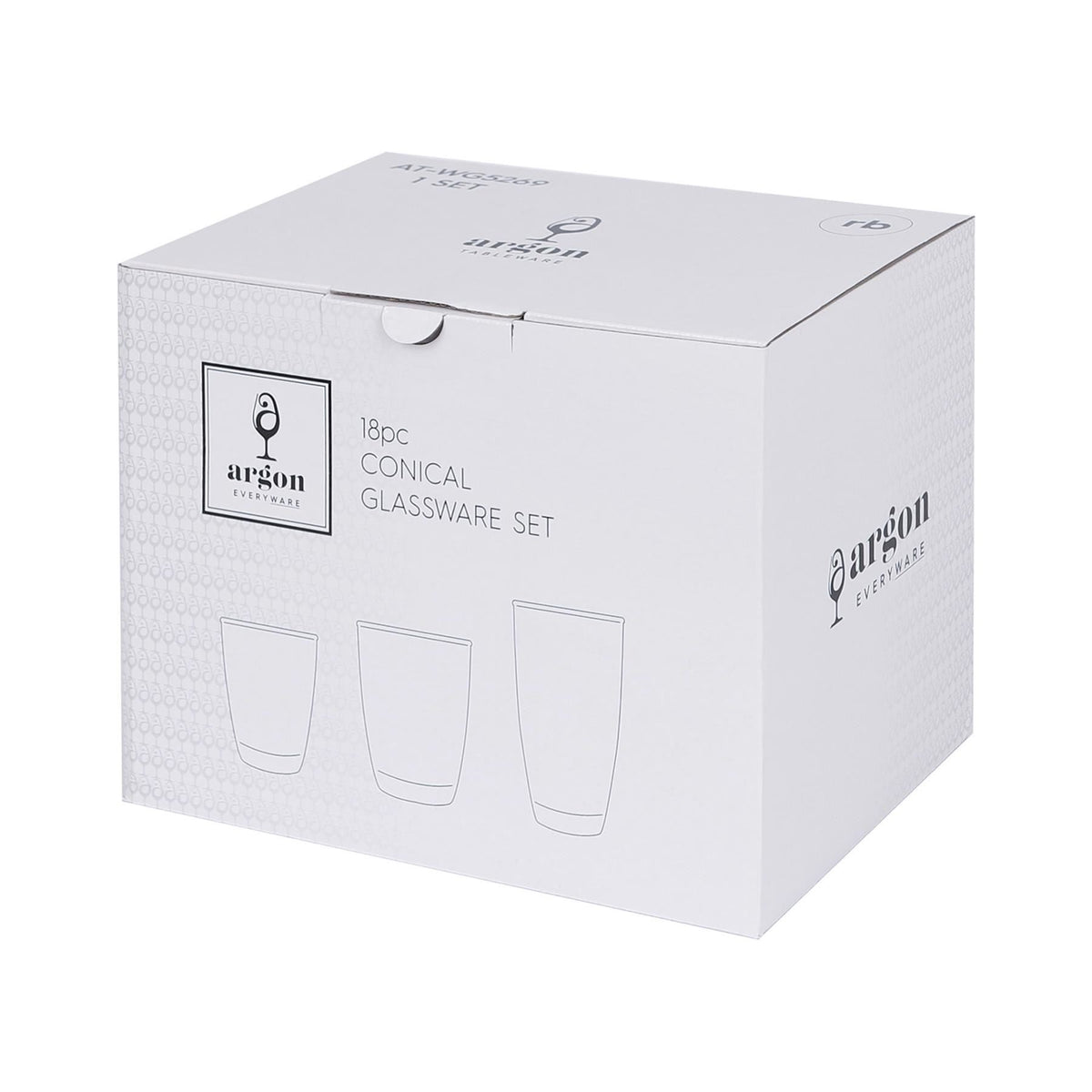 18 Piece Conical Glass Tumbler Set - 3 Sizes