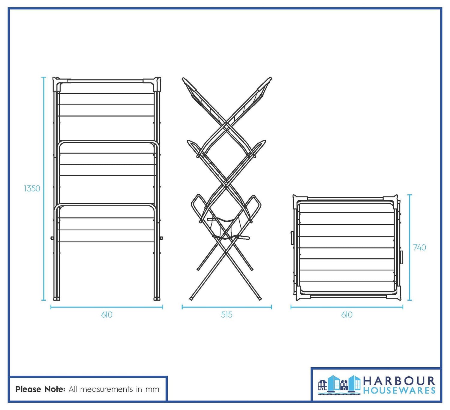 3 Tier Foldable Clothes Airer - Black