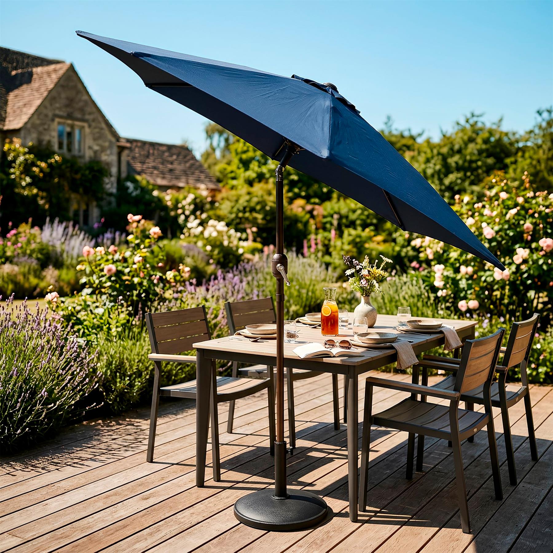 2.7M Tilting Garden Parasol - Navy