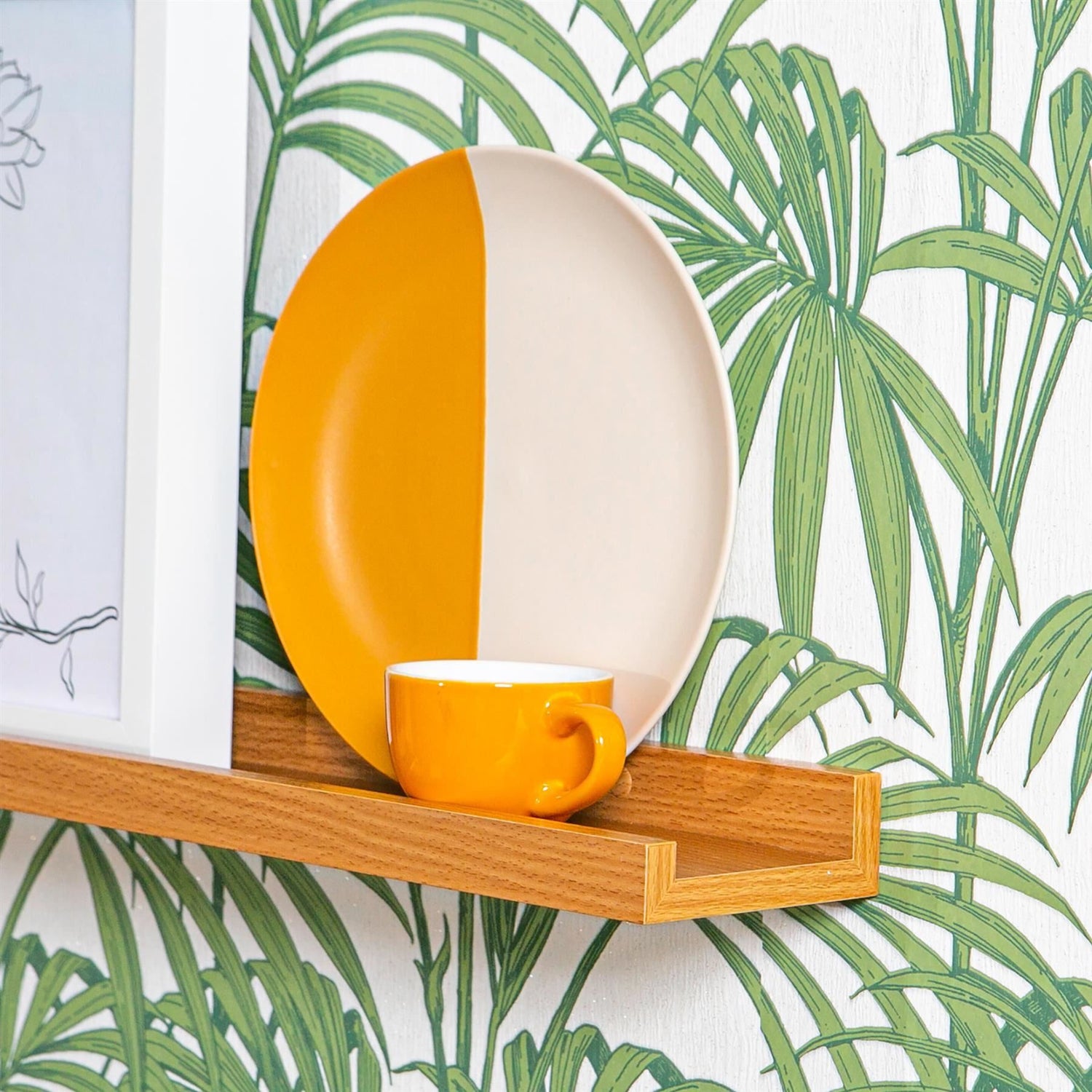 57cm Floating Picture Ledge Wall Shelf - Natural Beech