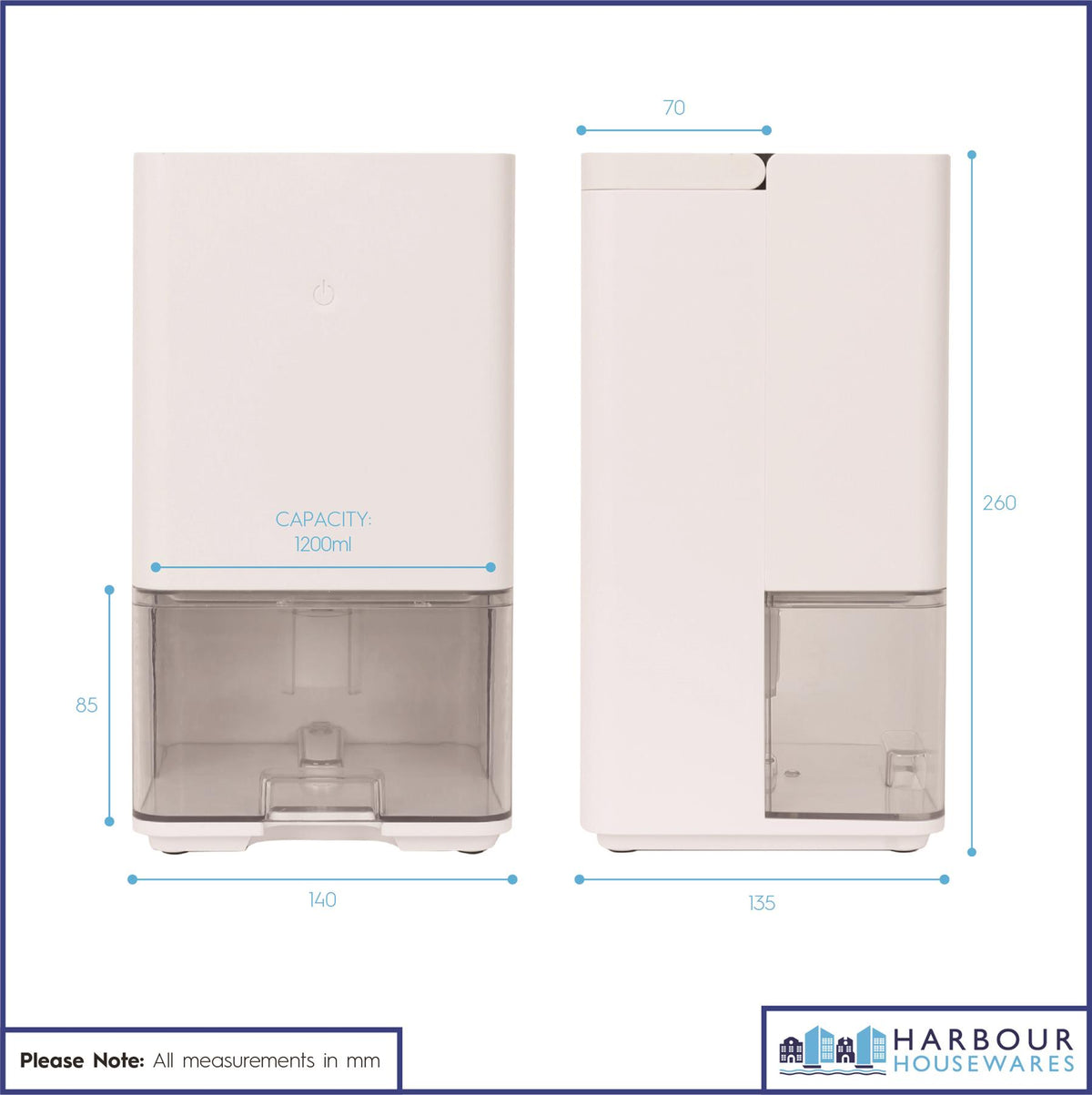 1.2L Electric Dehumidifier - White