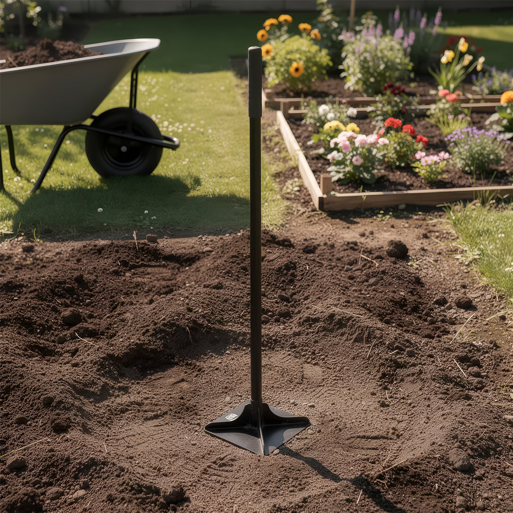 20cm Ground Tamper with 1.22M Handle - Black