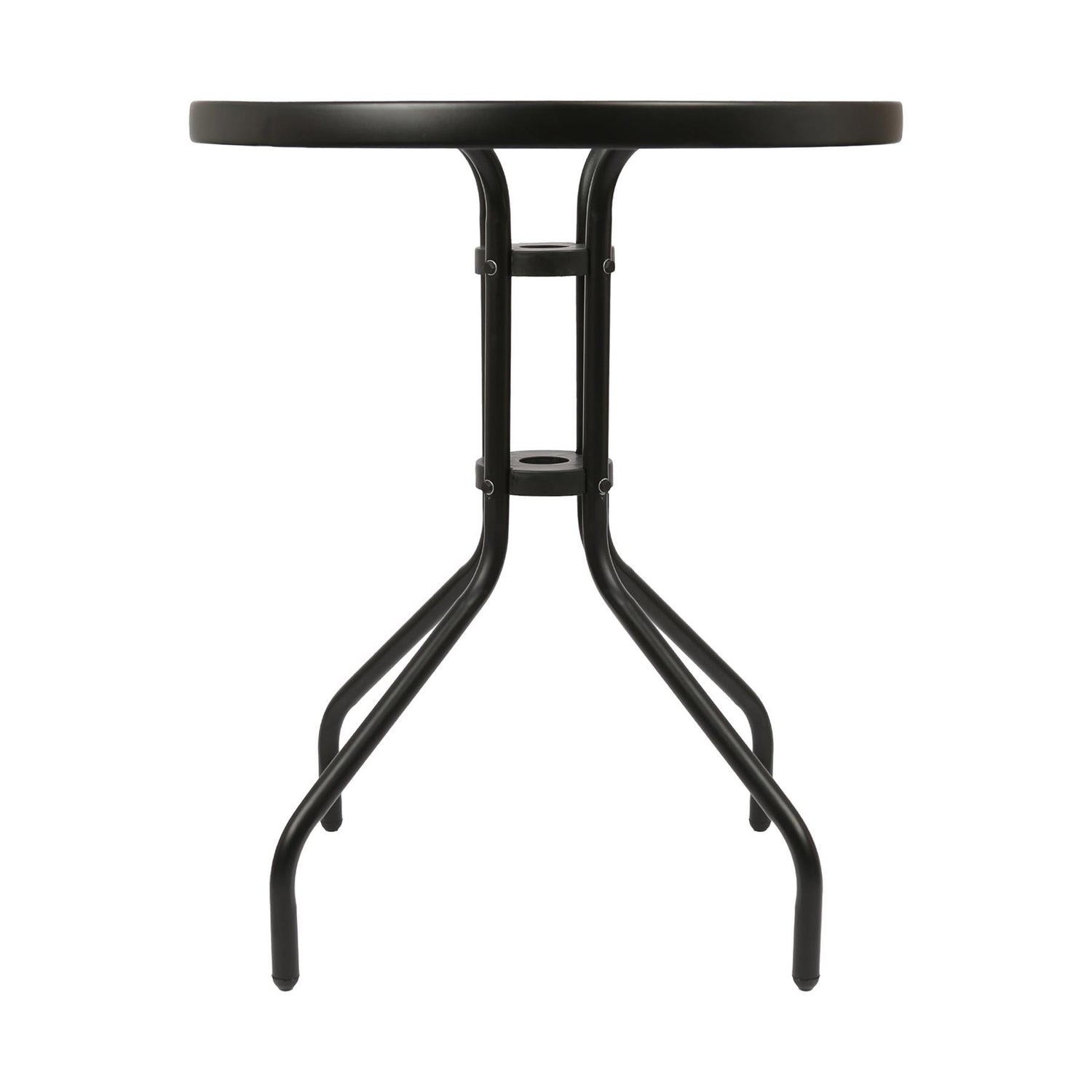 Sussex Round Glass Top Garden Dining Table - 60cm x 70cm - Black