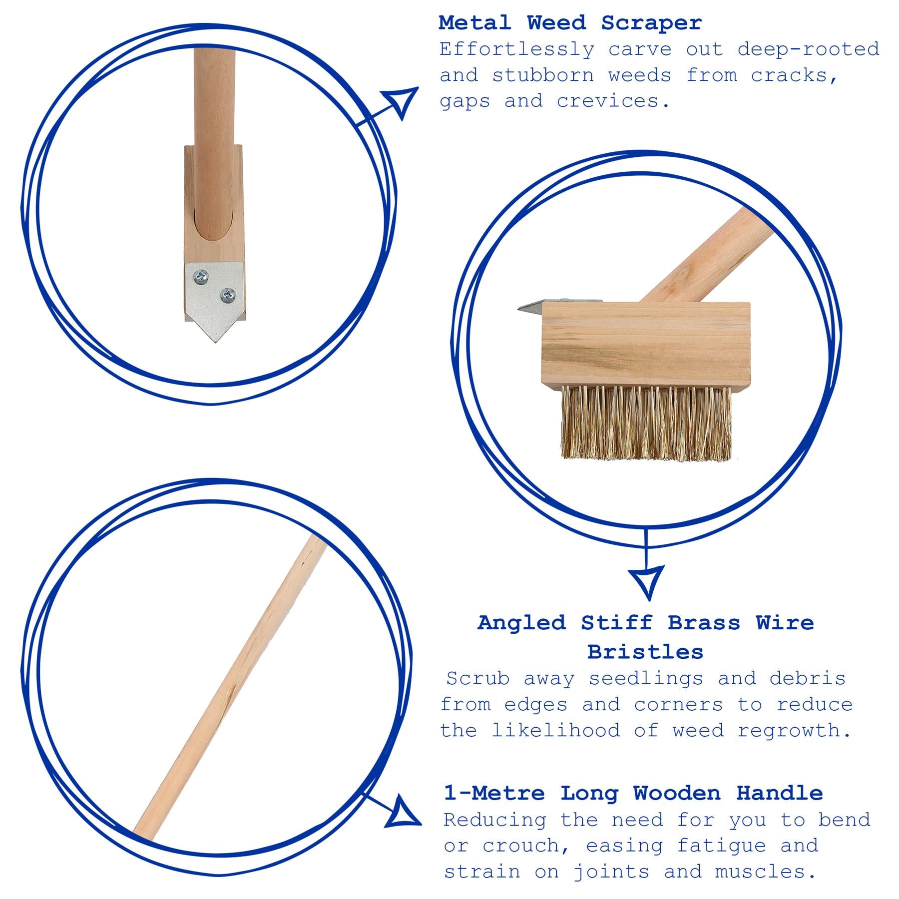 Wooden Long Handle Weed Brush - 120cm