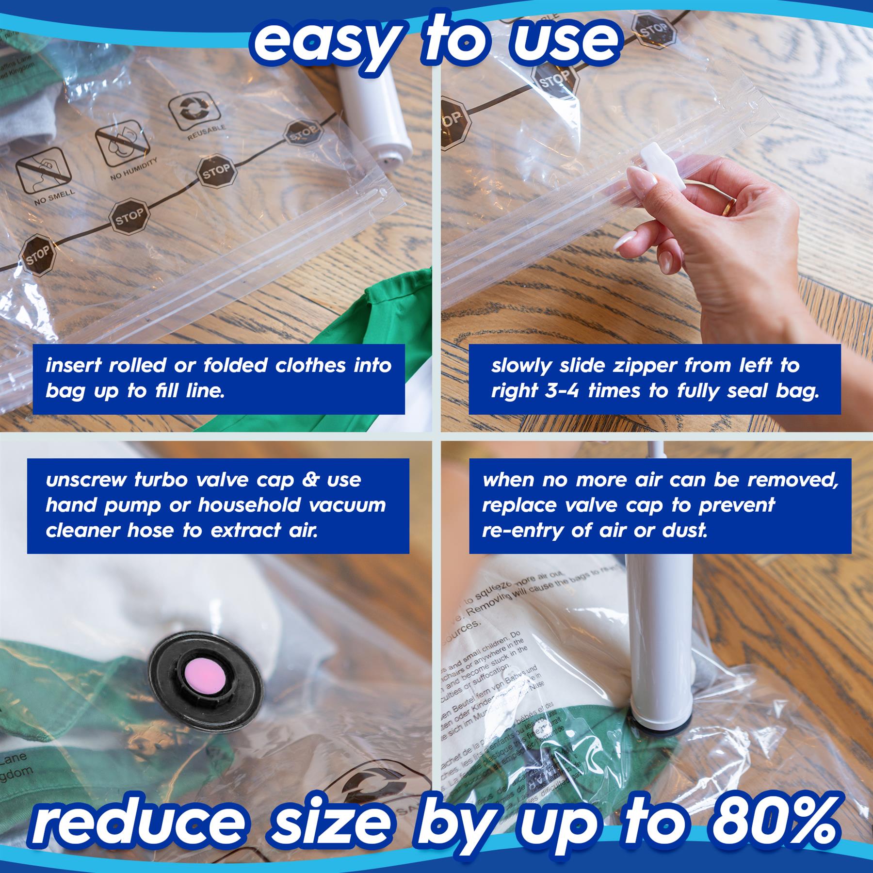 Vacuum Storage Bags - Extra-Large (90 x 120cm) - Black - Pack of 5