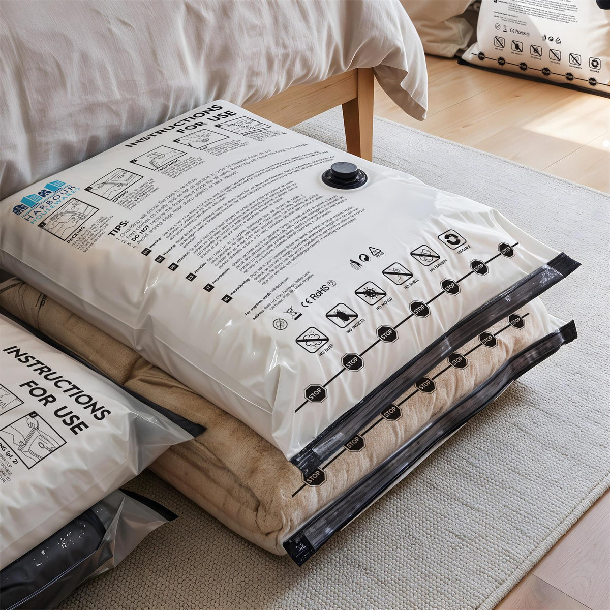10 Piece Vacuum Storage Bag Set with Electric Pump - 3 Sizes