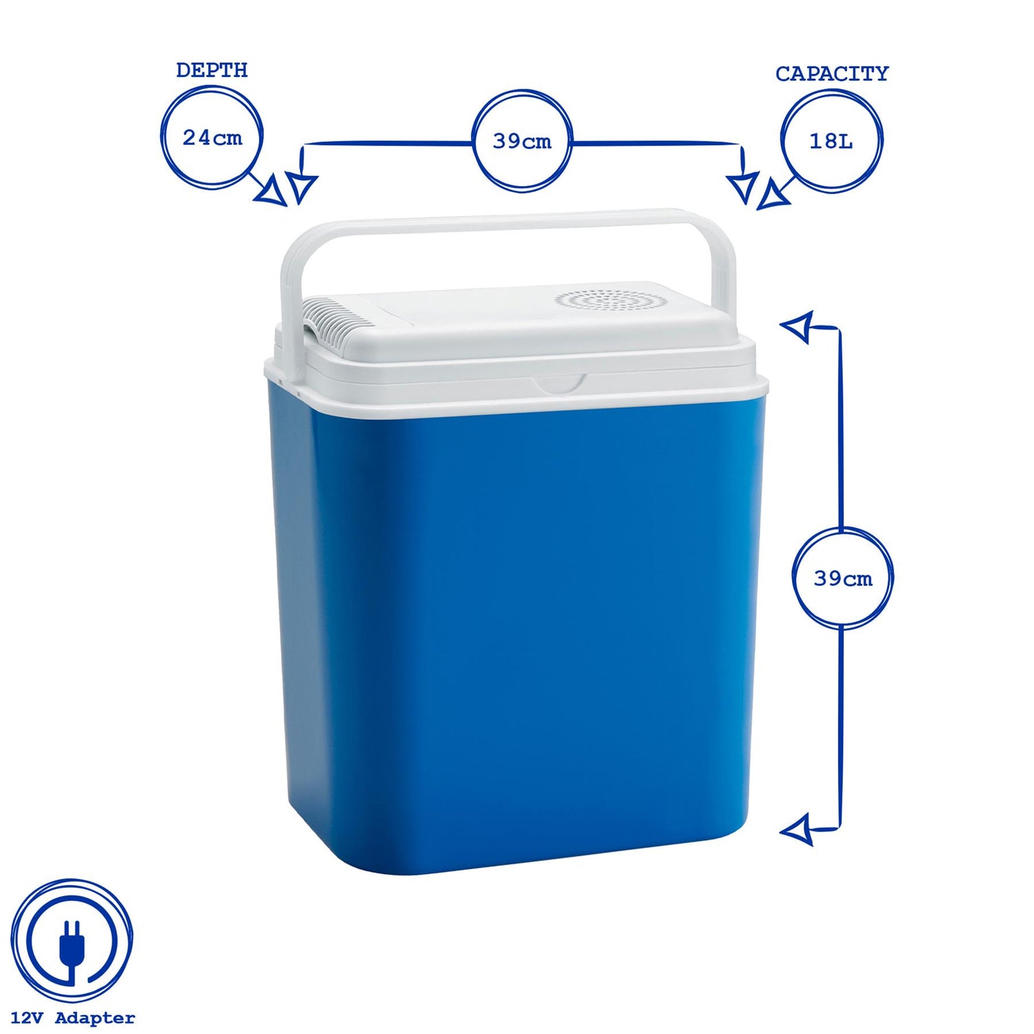 18L 12V Electric Cool Box - Blue