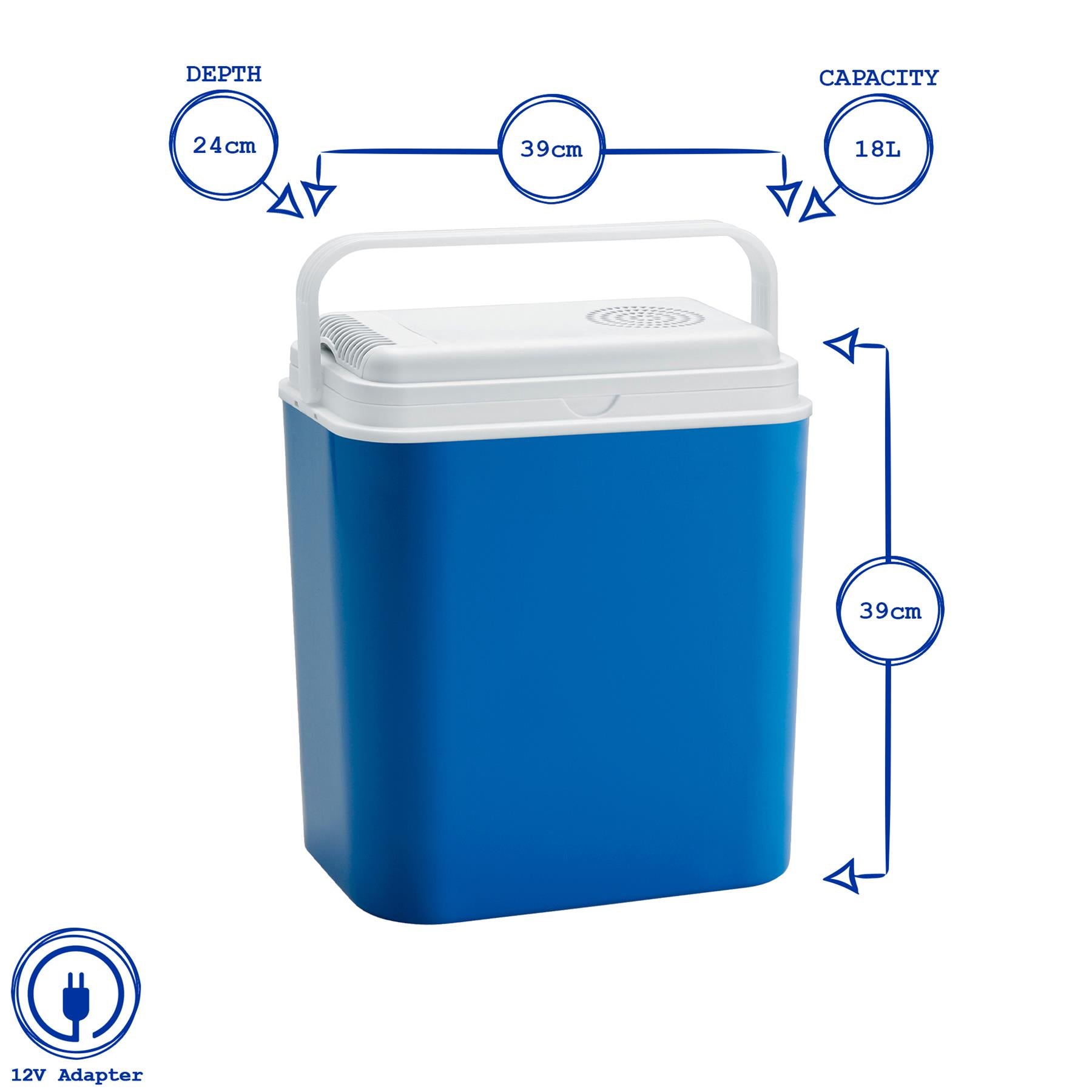 18L 12V Electric Cool Box - Blue