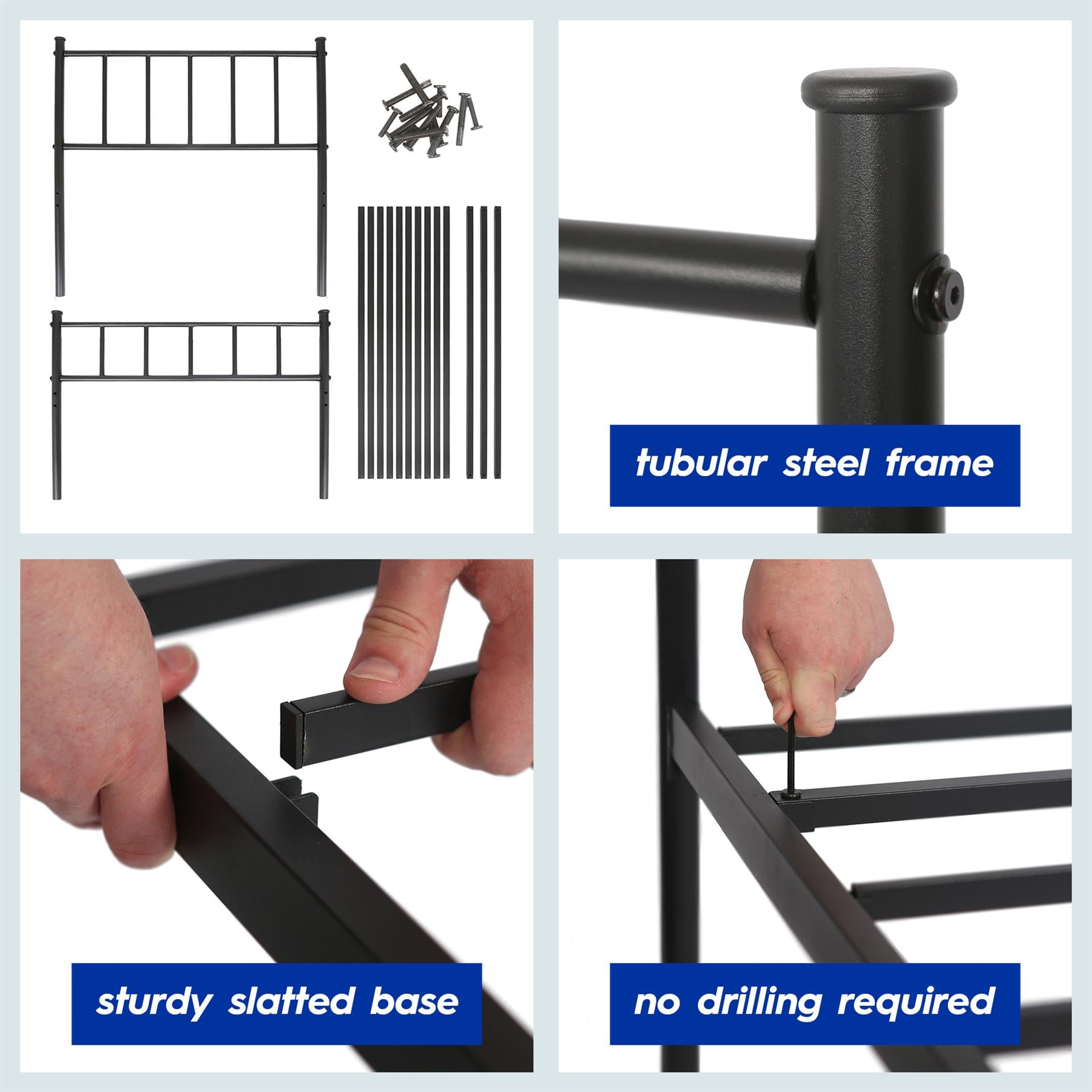 3ft Single Metal Bed Frame - Black