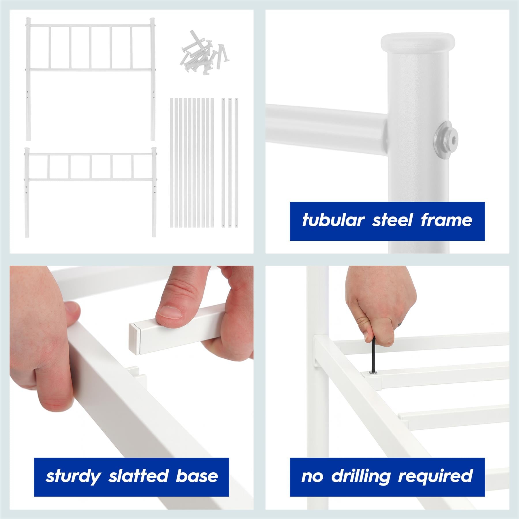 3ft Single Metal Bed Frame - White