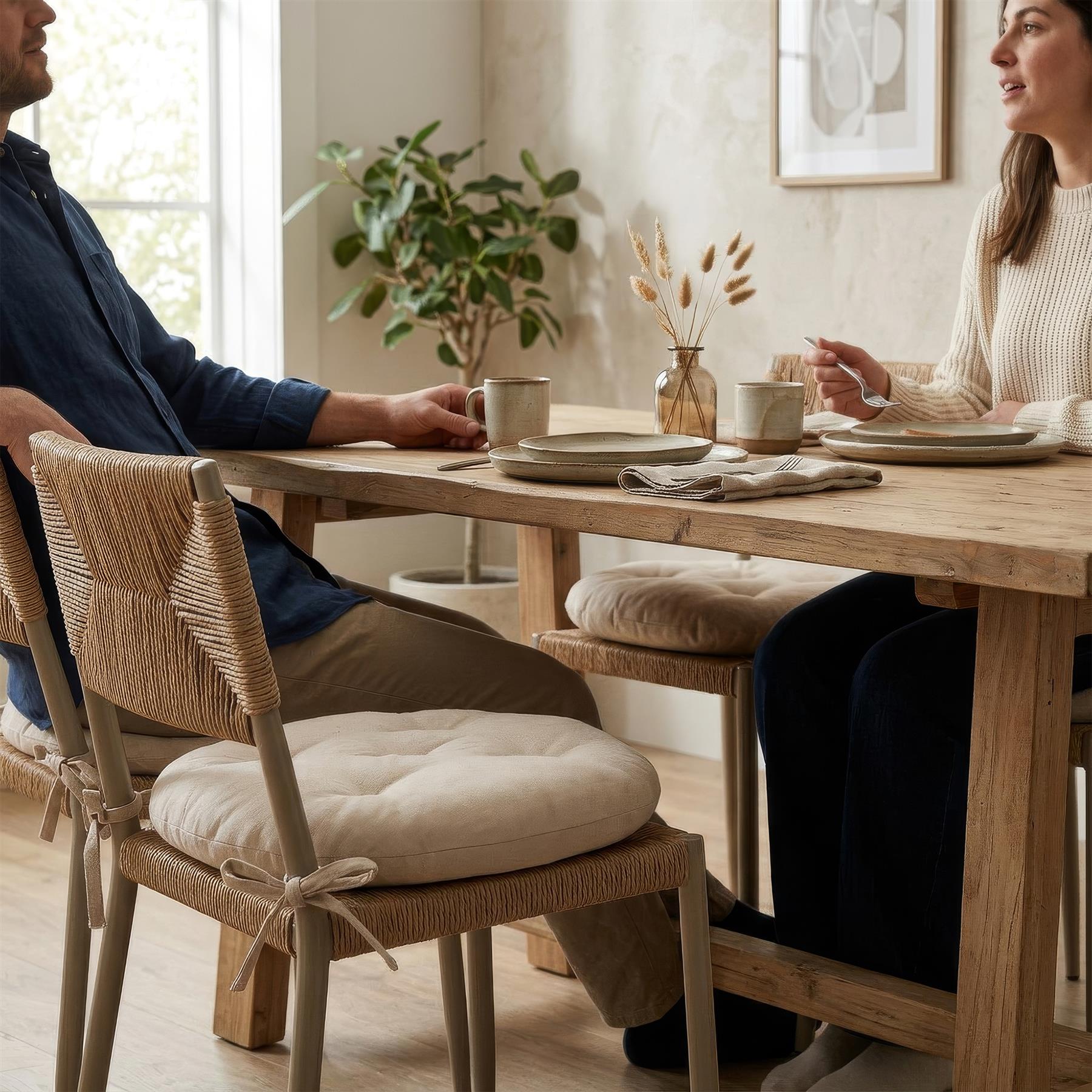 Round Seat Pad - 40 x 40cm - Natural
