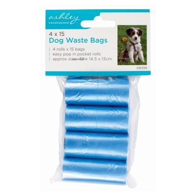 Dog Poo Bags - Blue - Pack of 60 - By Ashley