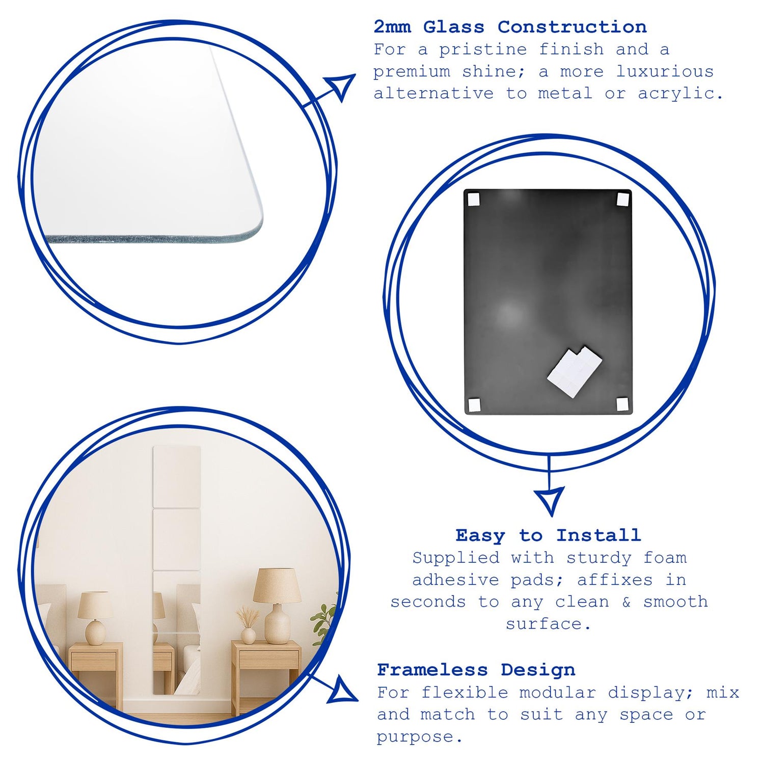 Self Adhesive Glass Wall Mirror - 30 x 40cm