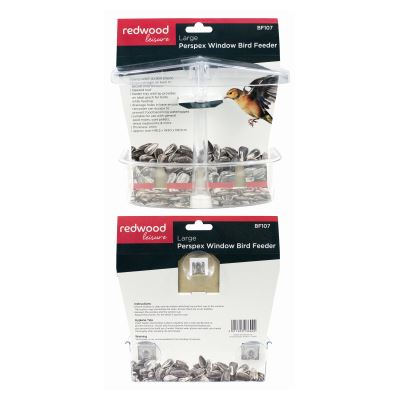 Perspex Window Bird Feeder - 20cm x 16.5cm - By Redwood
