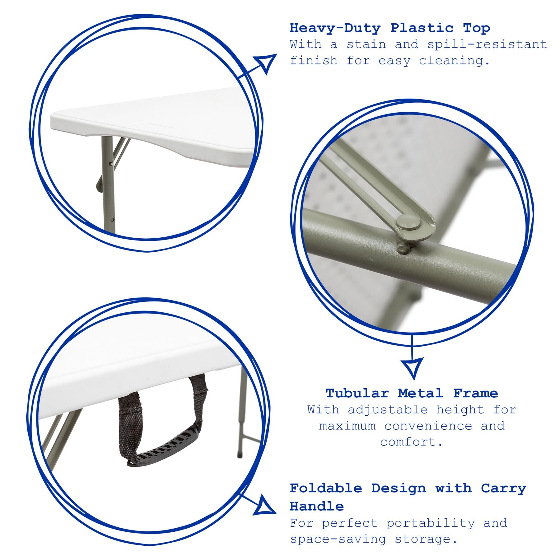 120cm (4ft) Height Adjustable Folding Trestle Table