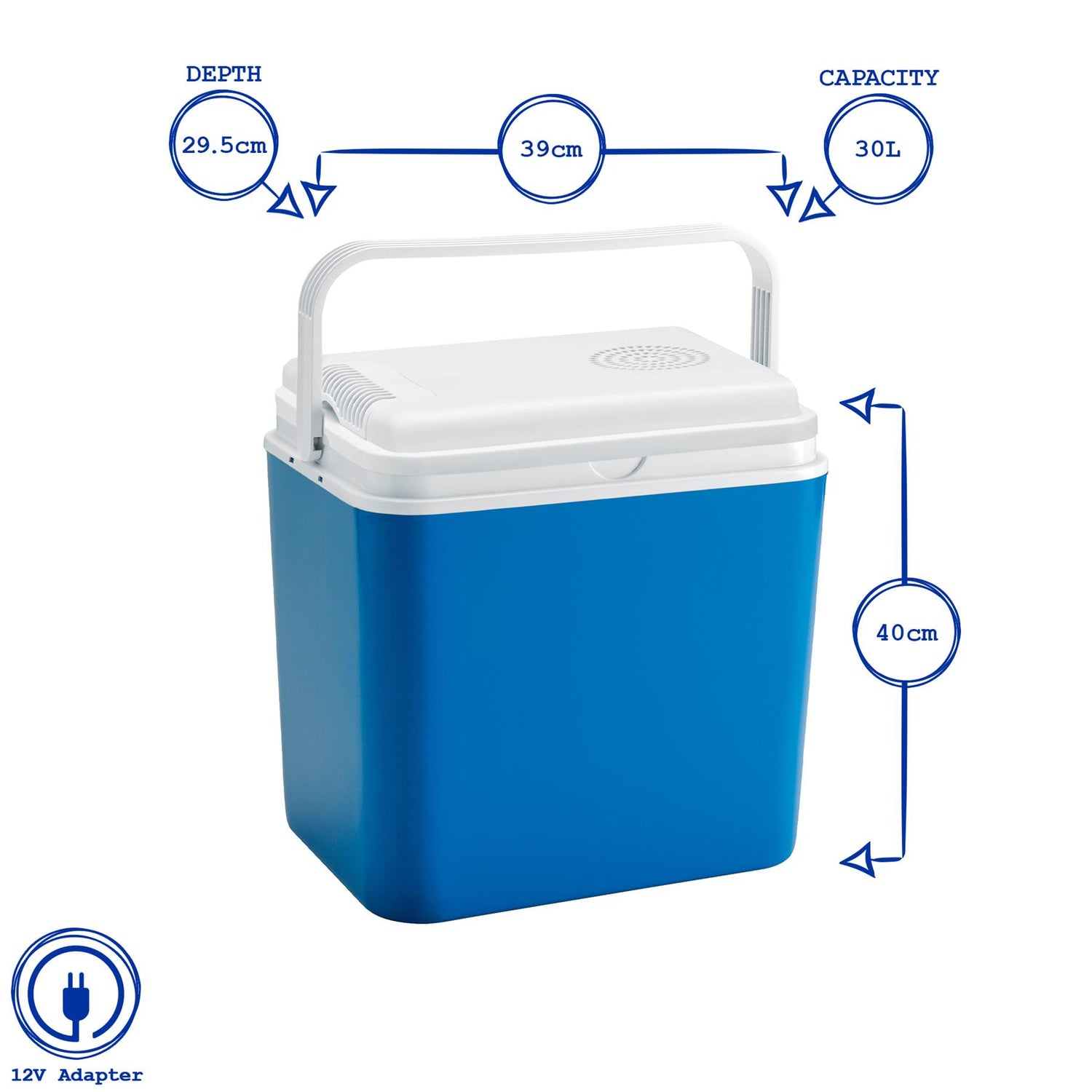 30L 12V Electric Cool Box - Blue
