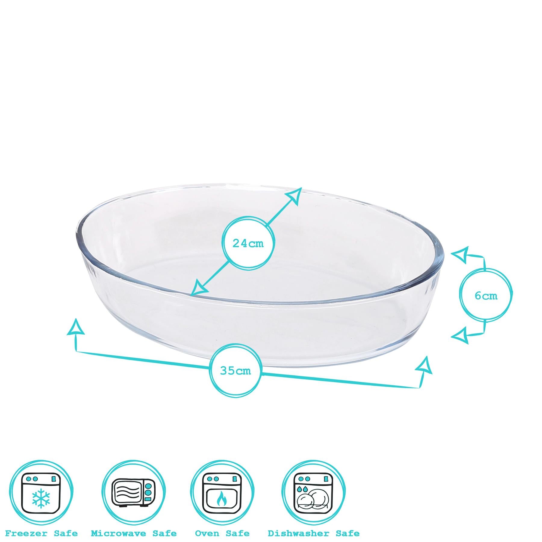 Oval Glass Oven Dish - 35cm x 24cm