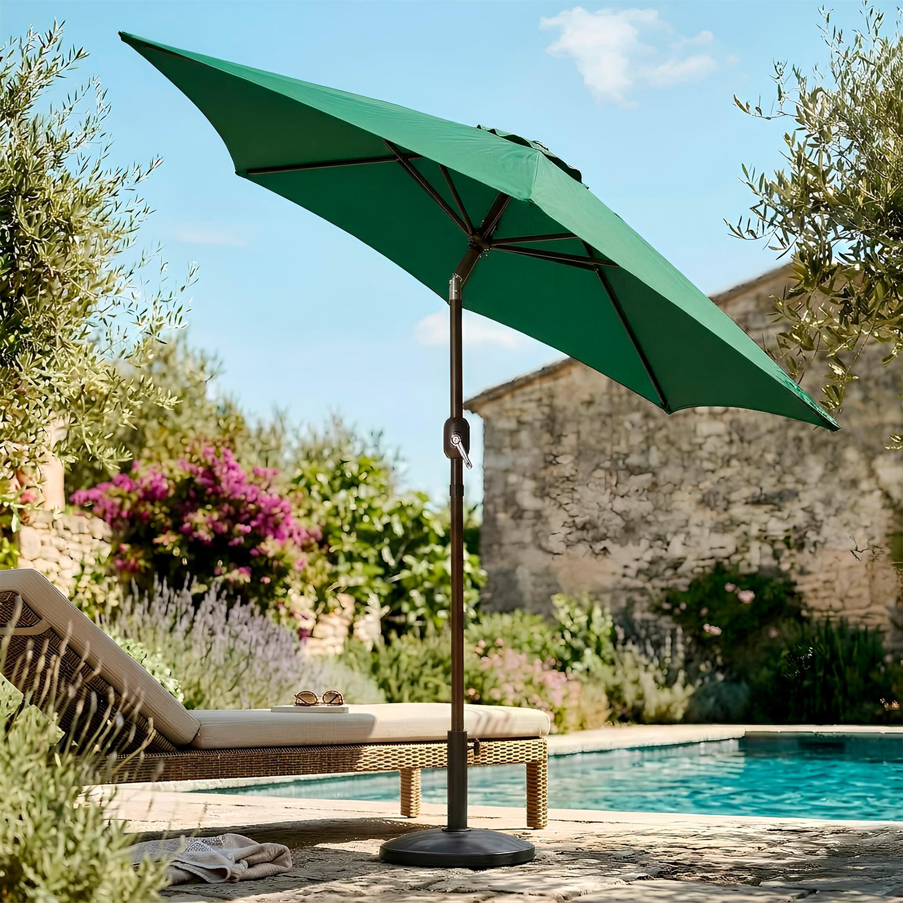 2.3M Tilting Garden Parasol - Green