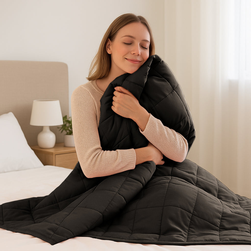 Weighted Blanket with Storage Bag - 150 x 200cm - 8kg - Black