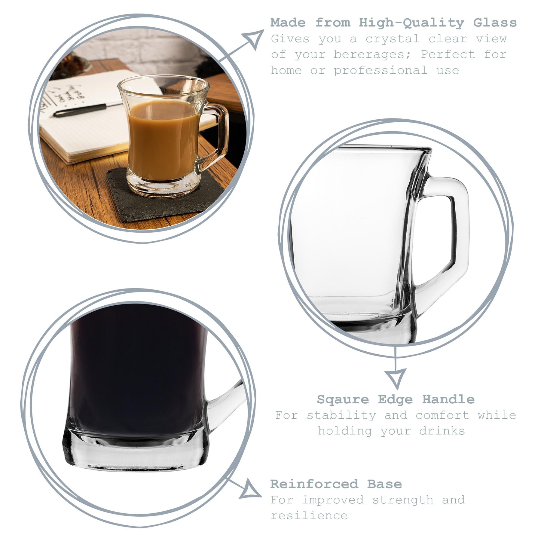 225ml Zen+ Multicolour Base Glass Coffee Mug
