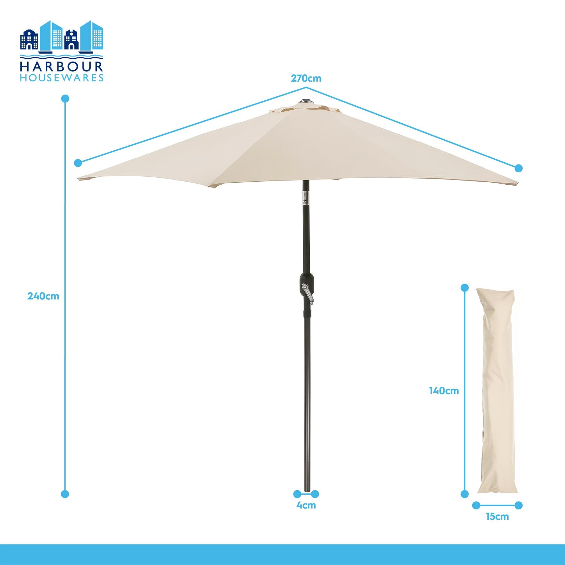 2.7M Tilting Garden Parasol - Green