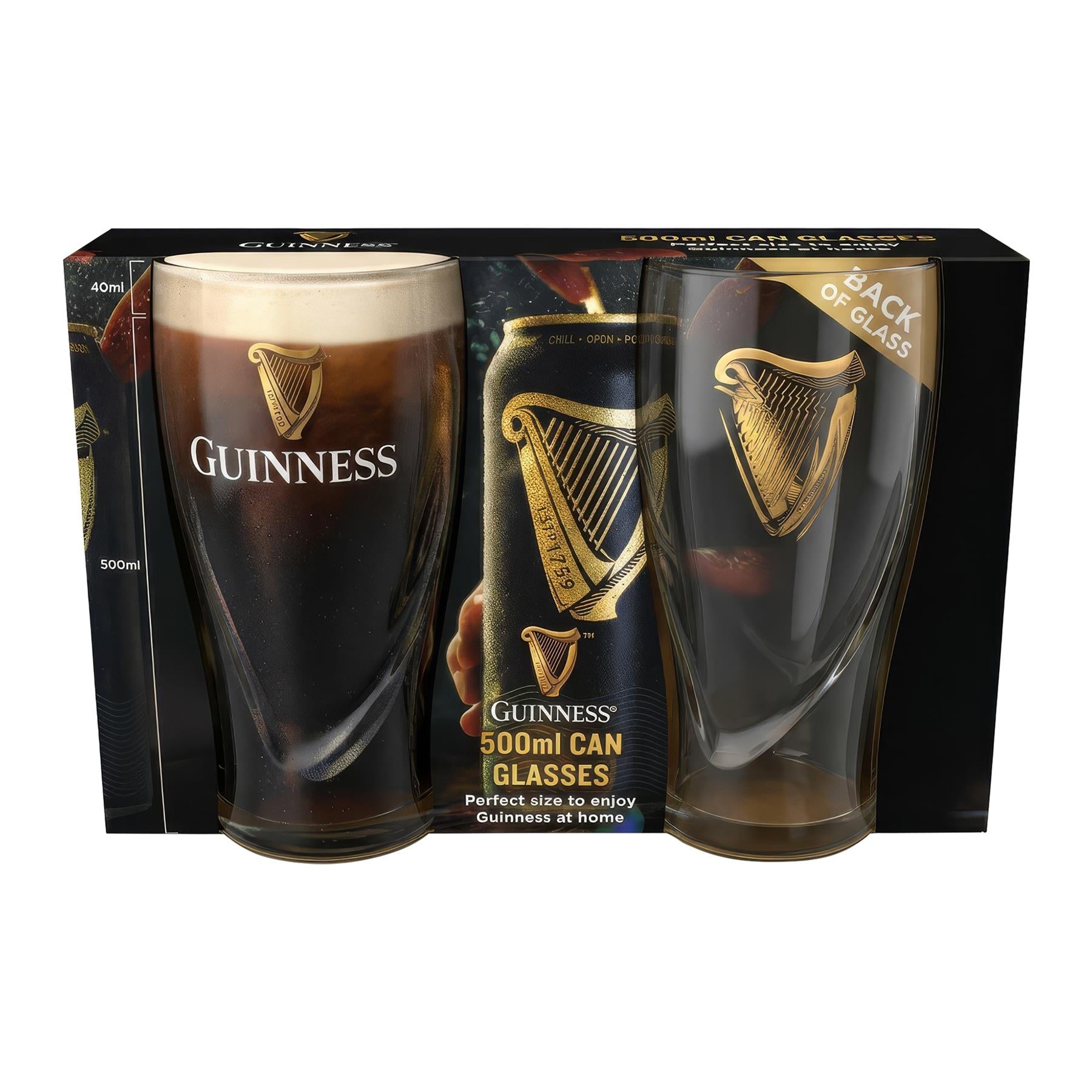 Guinness 2pc 500ml Embossed Can Glass Set