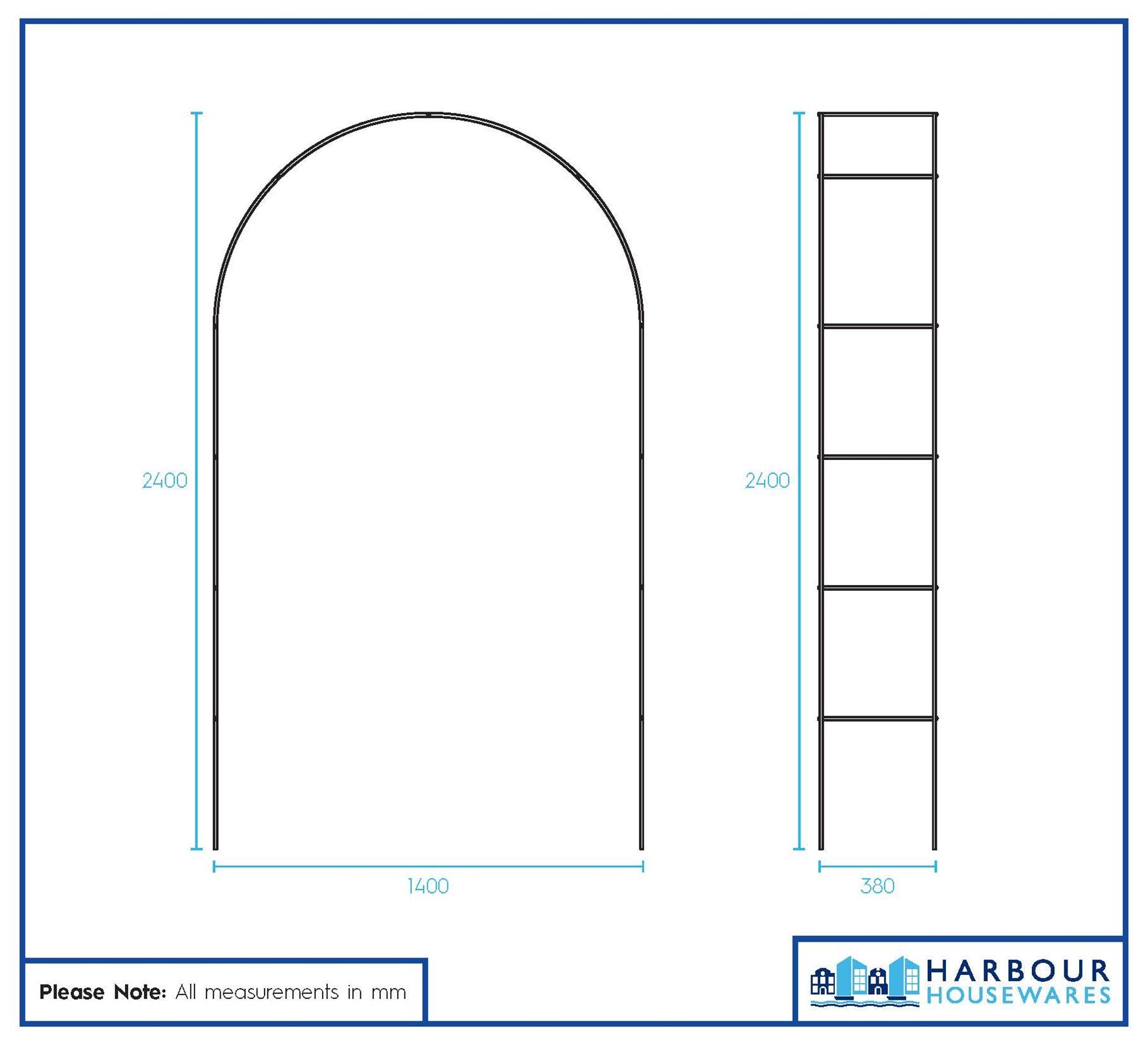 Metal Garden Arbour Arch - 2.4M x 1.4M
