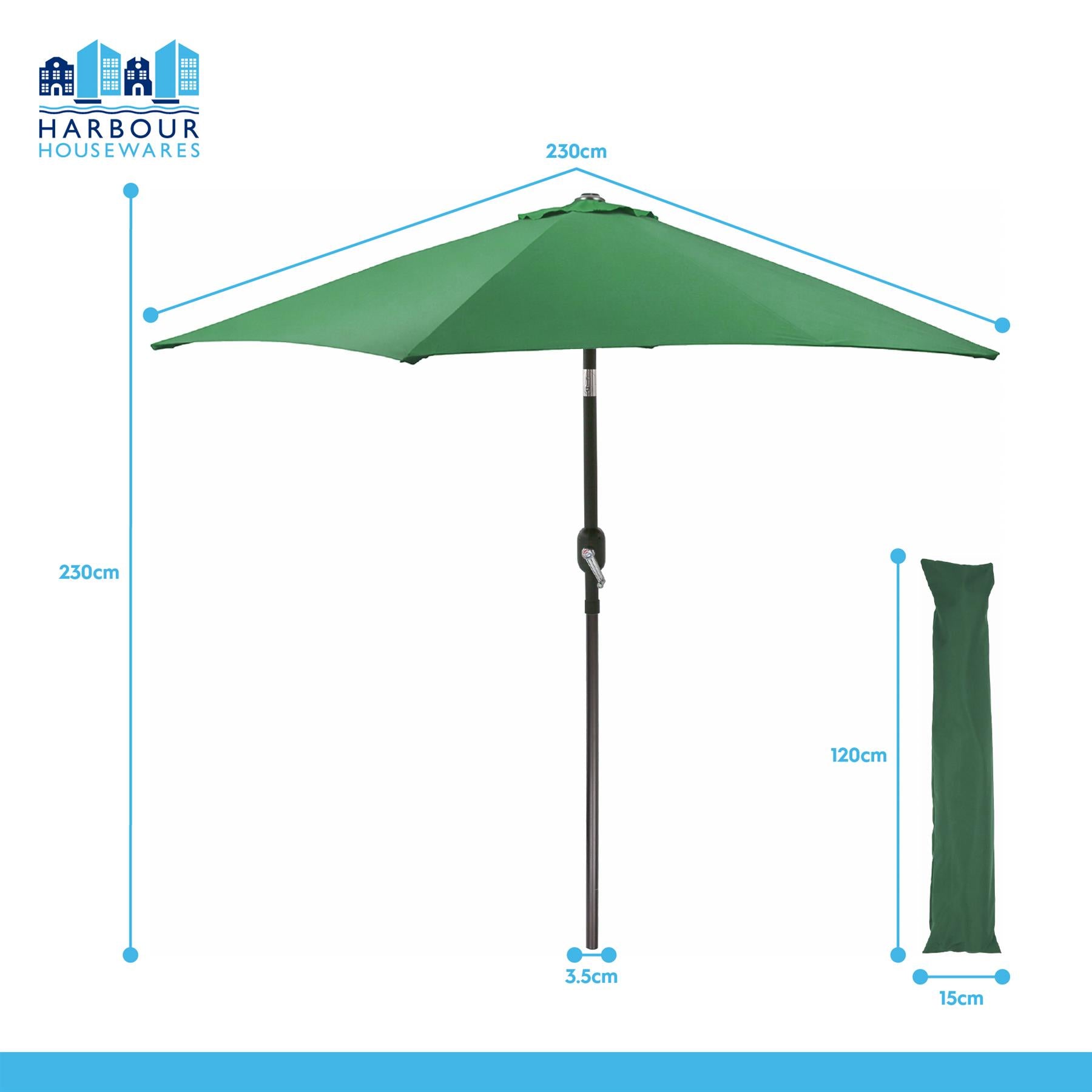2.3M Tilting Garden Parasol - Navy