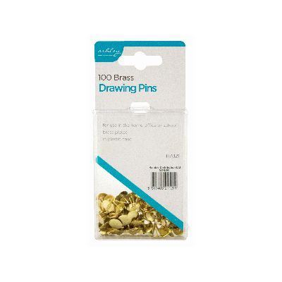 Drawing Pins - Brass - Pack of 100 - By Ashley