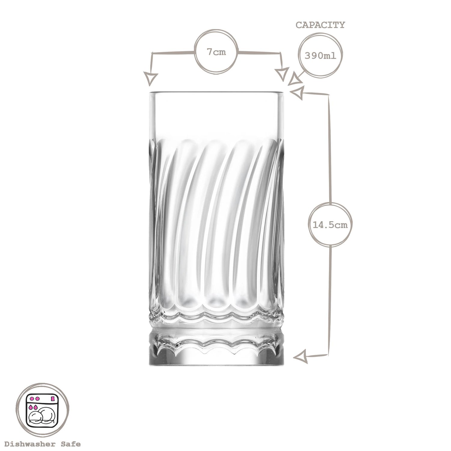 390ml Wave Highball Glass