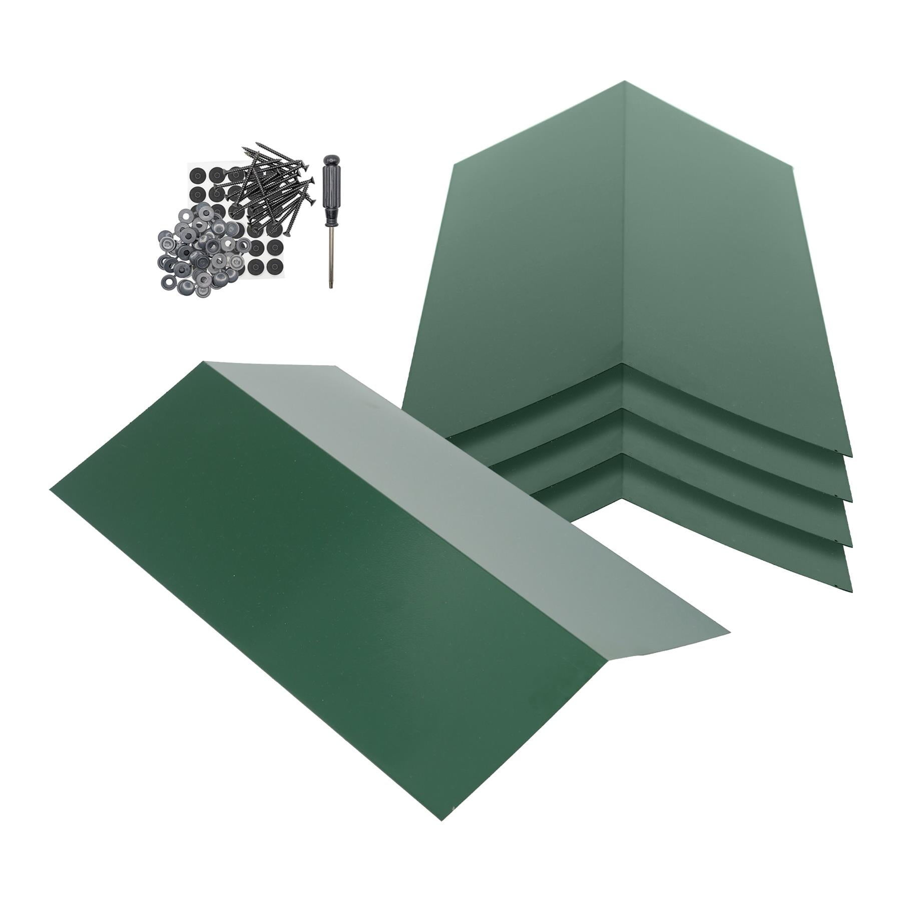 Metal Roofing Ridge Caps - 30 x 60cm - Green - Pack of 5
