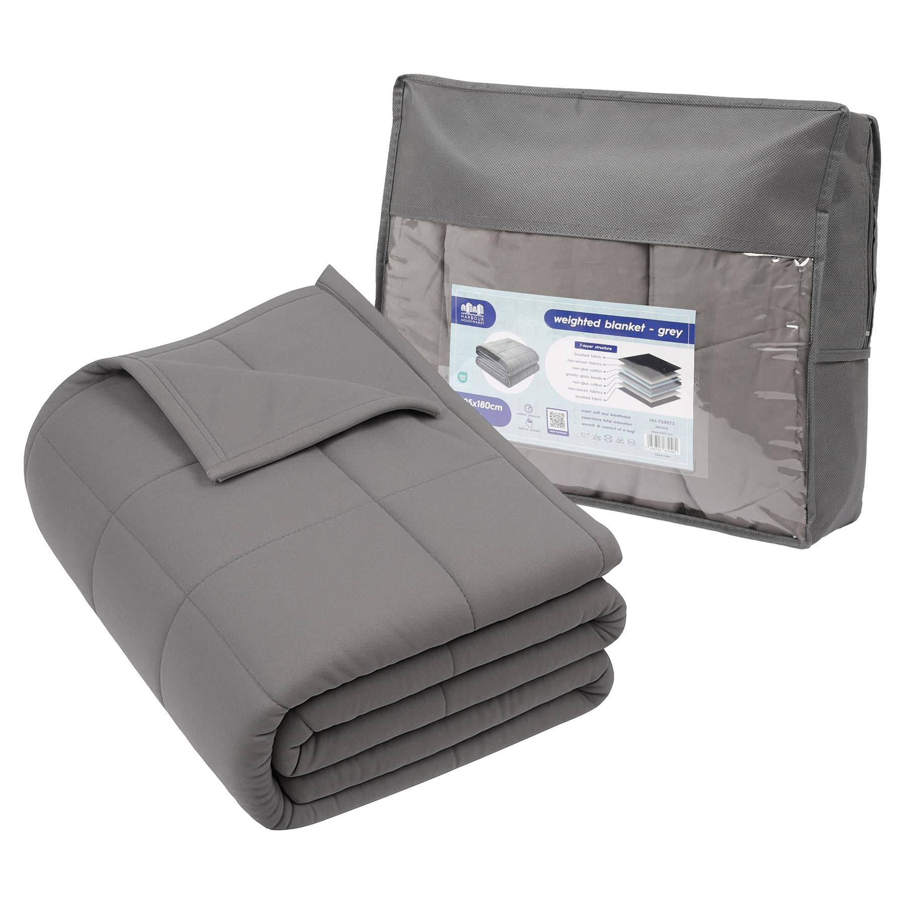Weighted Blanket with Storage Bag - 125 x 180cm - 6kg - Grey
