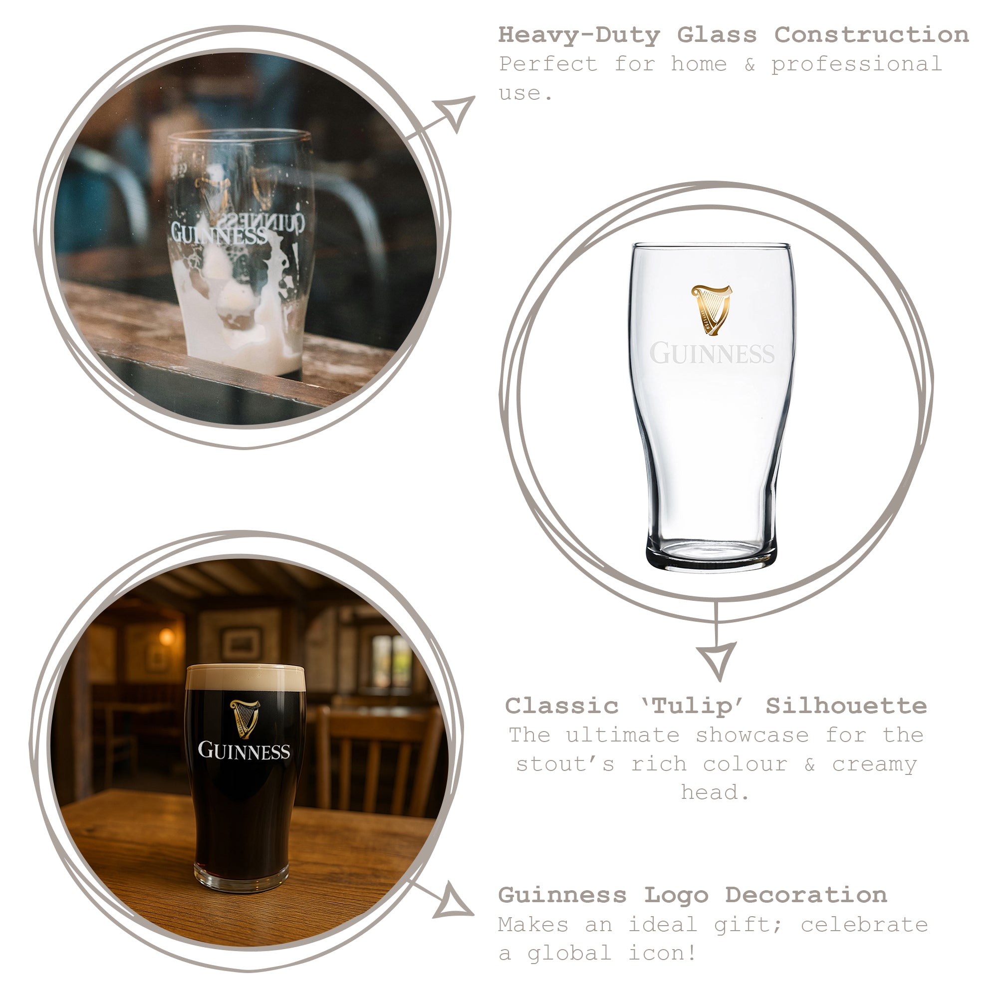 Guinness Pint Glass - 568ml (20oz)