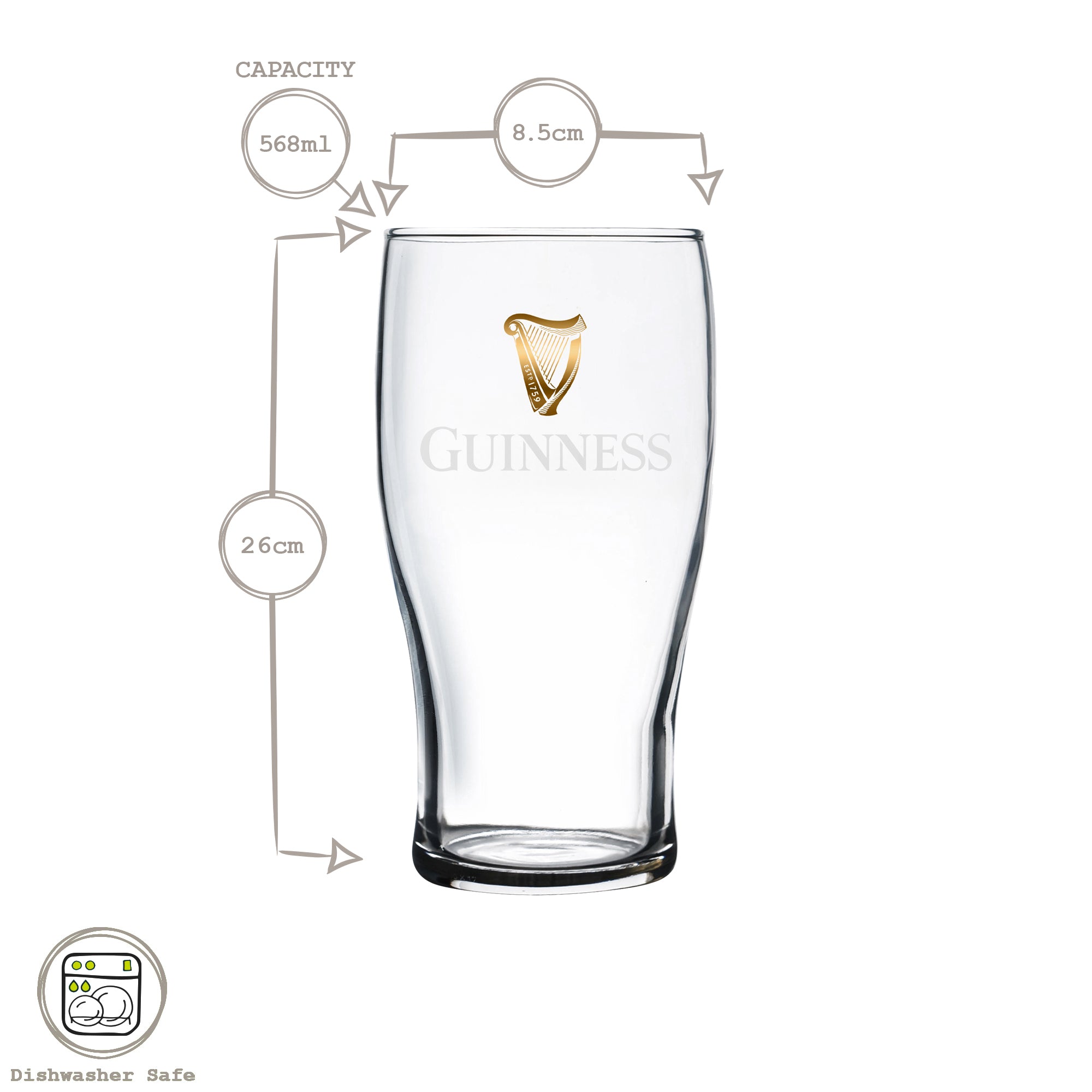 Guinness Pint Glass - 568ml (20oz)