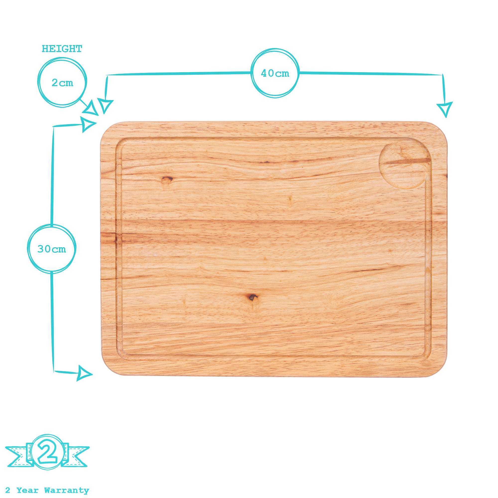 40cm x 30cm Rectangular Wooden Chopping Board