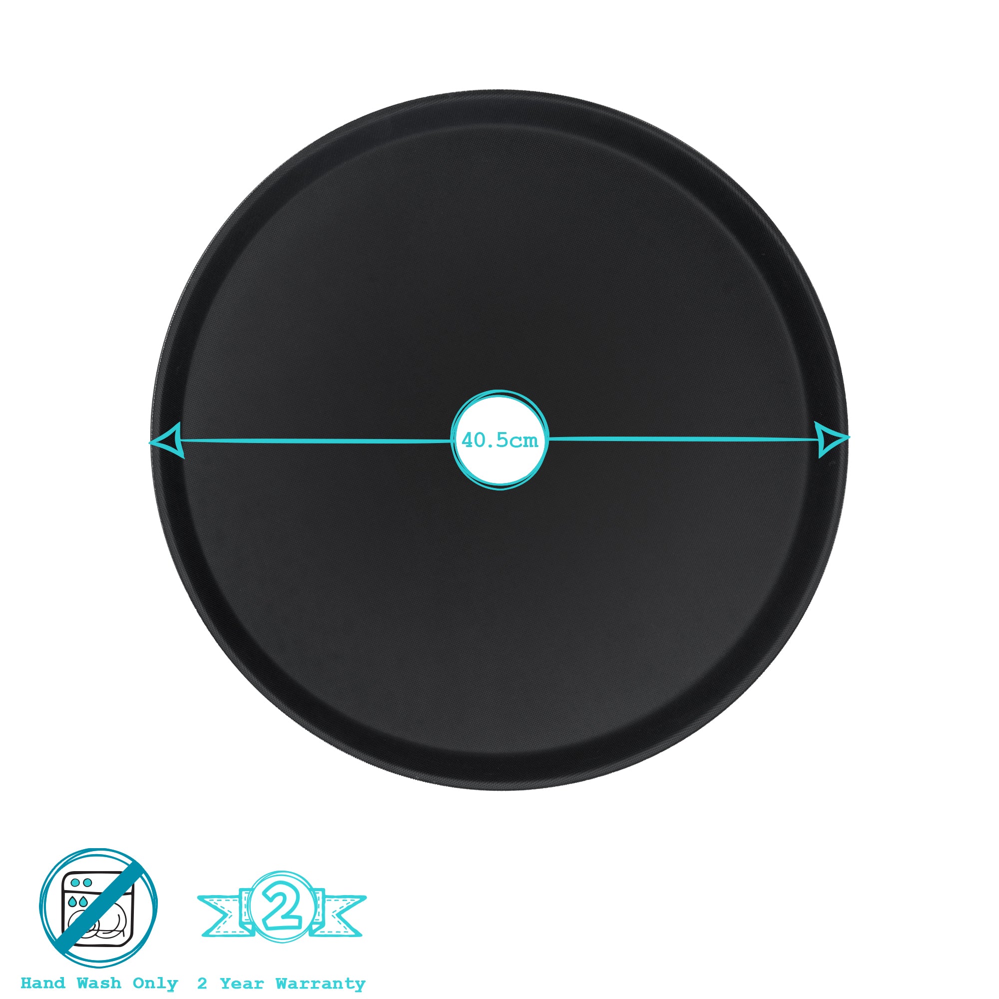 Black 40cm Round Non-Slip Serving Tray
