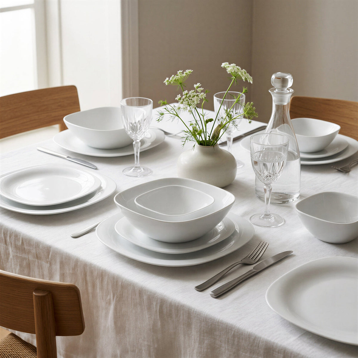 Square Opalware Pasta Bowl - 21cm - White