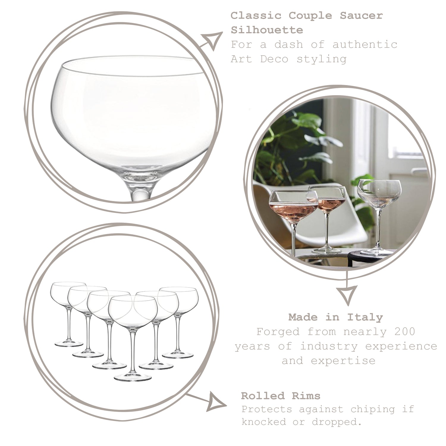 Bartender Glass Champagne Coupe Saucer - 305ml - by Bormioli Rocco