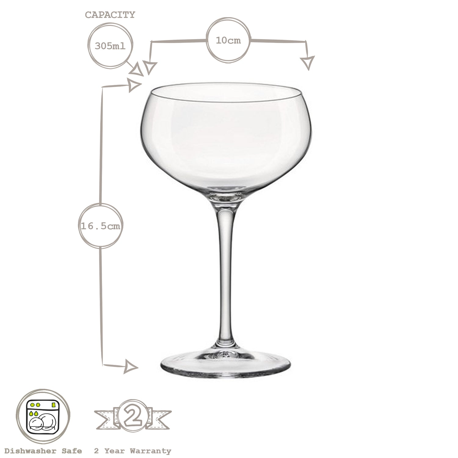 Bartender Glass Champagne Coupe Saucer - 305ml - by Bormioli Rocco