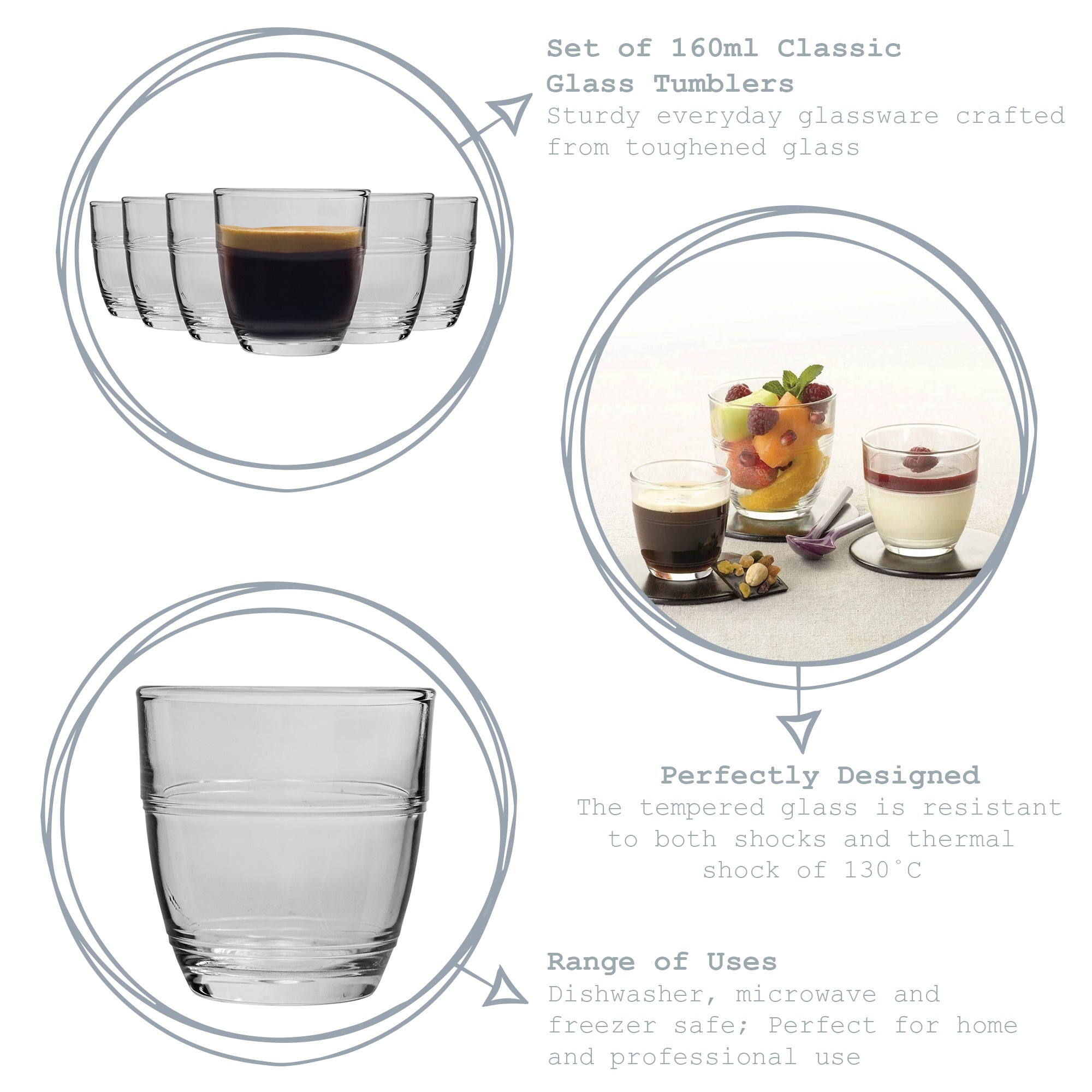 Duralex Gigone Glass Drinking Tumbler - 160ml